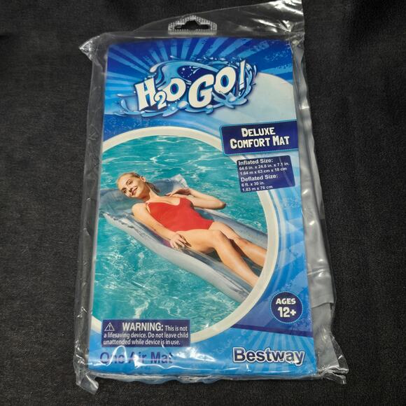 Bestway H2o Go Deluxe Comfort Air Mat Pool Float 64" x 24" x 7.1" Set of 2 - Picture 3 of 4